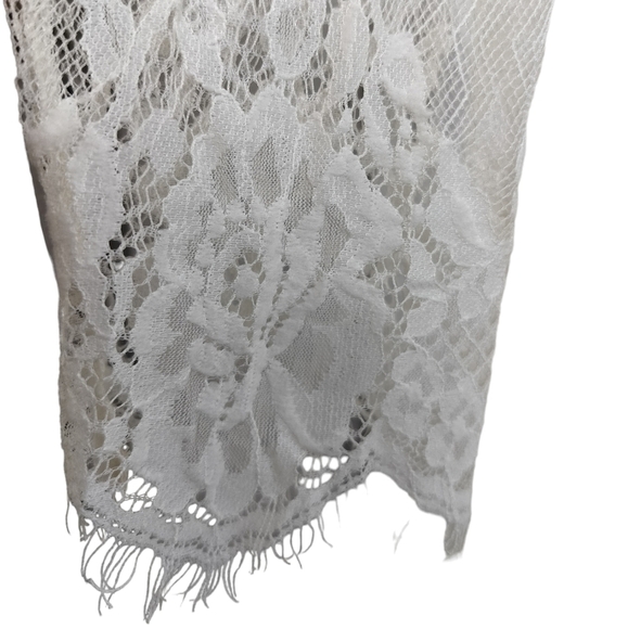 (1272) Kenzie Lace Overlay Black Slip Ivory Lace Sheath Dress Size Small - Picture 4 of 11